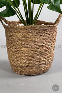 Yapay Monstera Deve Tabani 65 Cm Kulplu Hasir Saksıda