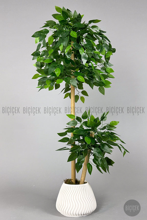 Yapay Benjamin Ağacı 125 Cm Spiral Saksıda Leylek Model