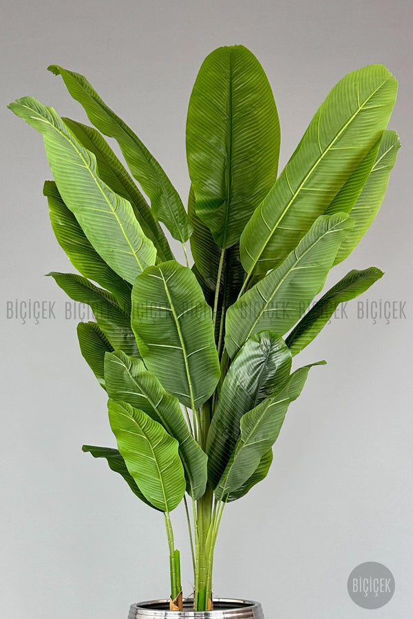 Yapay Starli̇ce 230 Cm Bambu Gövdeli̇ 22 Yapraklı Si̇yah Gümüş Cleopatra Saksıda