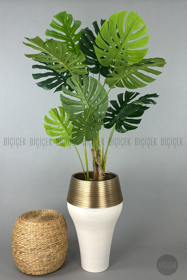 Cleopatra Saksı 70cm Krem Gümüş