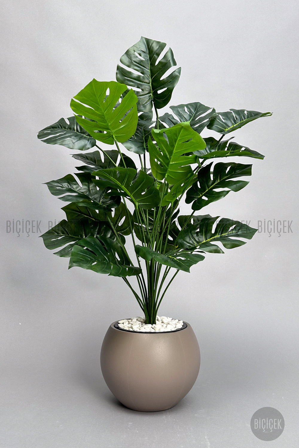 Yapay Monstera Deve Tabani Bi̇tki̇si̇ 65 Cm Mocha Küre Saksıda