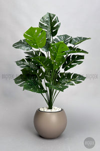 Yapay Monstera Deve Tabani Bi̇tki̇si̇ 65 Cm Mocha Küre Saksıda