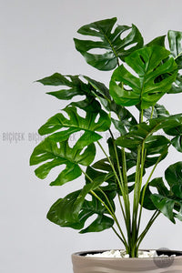 Yapay Monstera Deve Tabani Bi̇tki̇si̇ 130 Cm Mocha Kumsal Saksıda