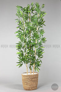 Yapay Bambu Ağacı 140cm Hasır Saksıda