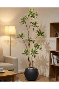 Yapay Dragon Bi̇tki̇si̇ 160 Cm Antresi̇t Küre Saksıda Alaca Yaprak