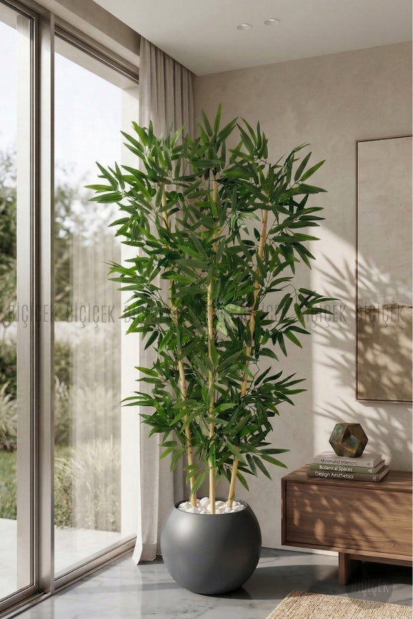 Yapay Bambu Ağacı 160 Cm Küre Saksıda
