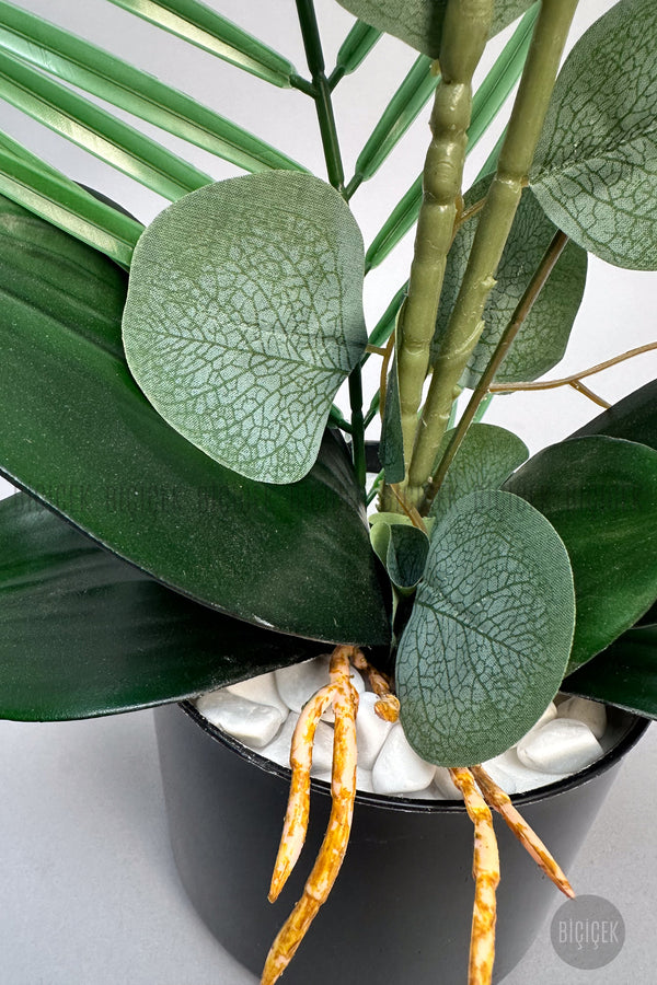 Yapay Phalaenopsis Turuncu Benekli Orkide 60 Cm