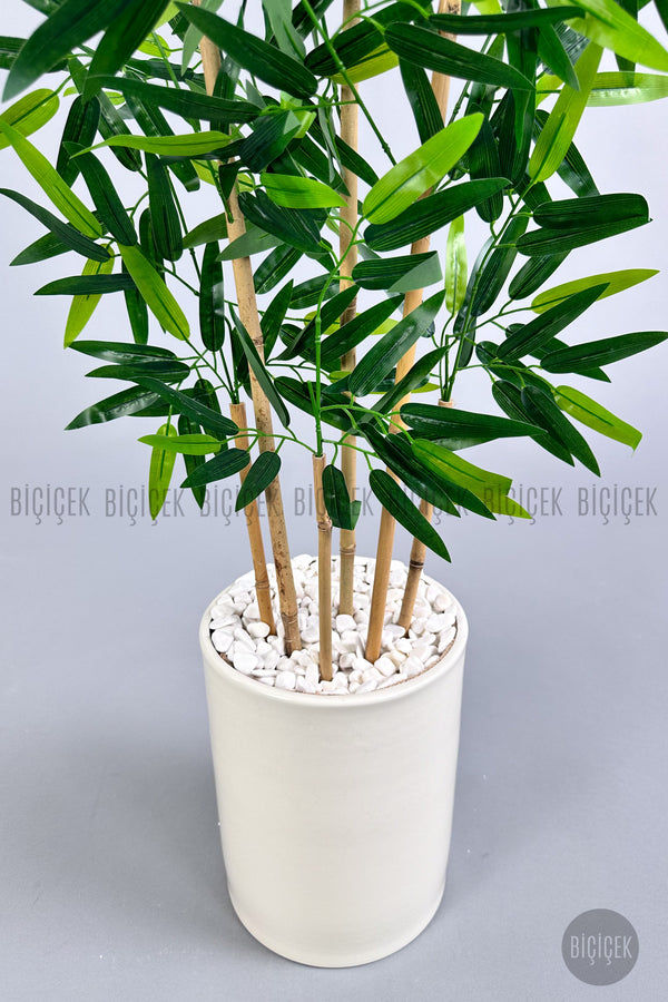 Yapay Bambu Ağacı 6 Dallı 150 Cm Yoğun Yapraklı Metal Saksı