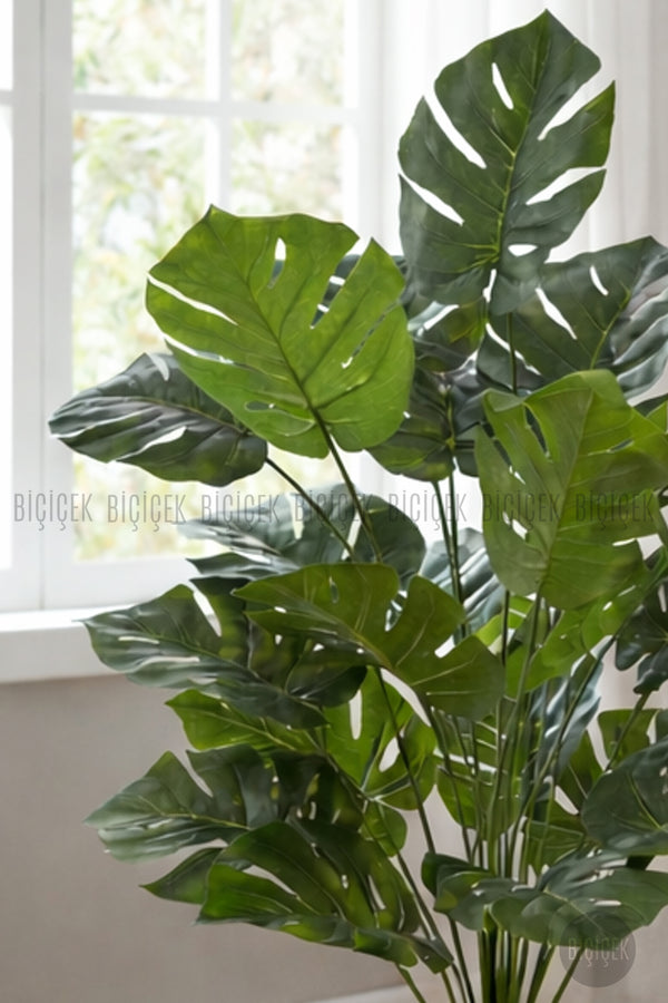 Yapay Monstera Deve Tabani 60 Cm Yakut Saksıda
