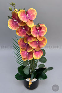 Yapay Phalaenopsis Turuncu Orkide 60 Cm