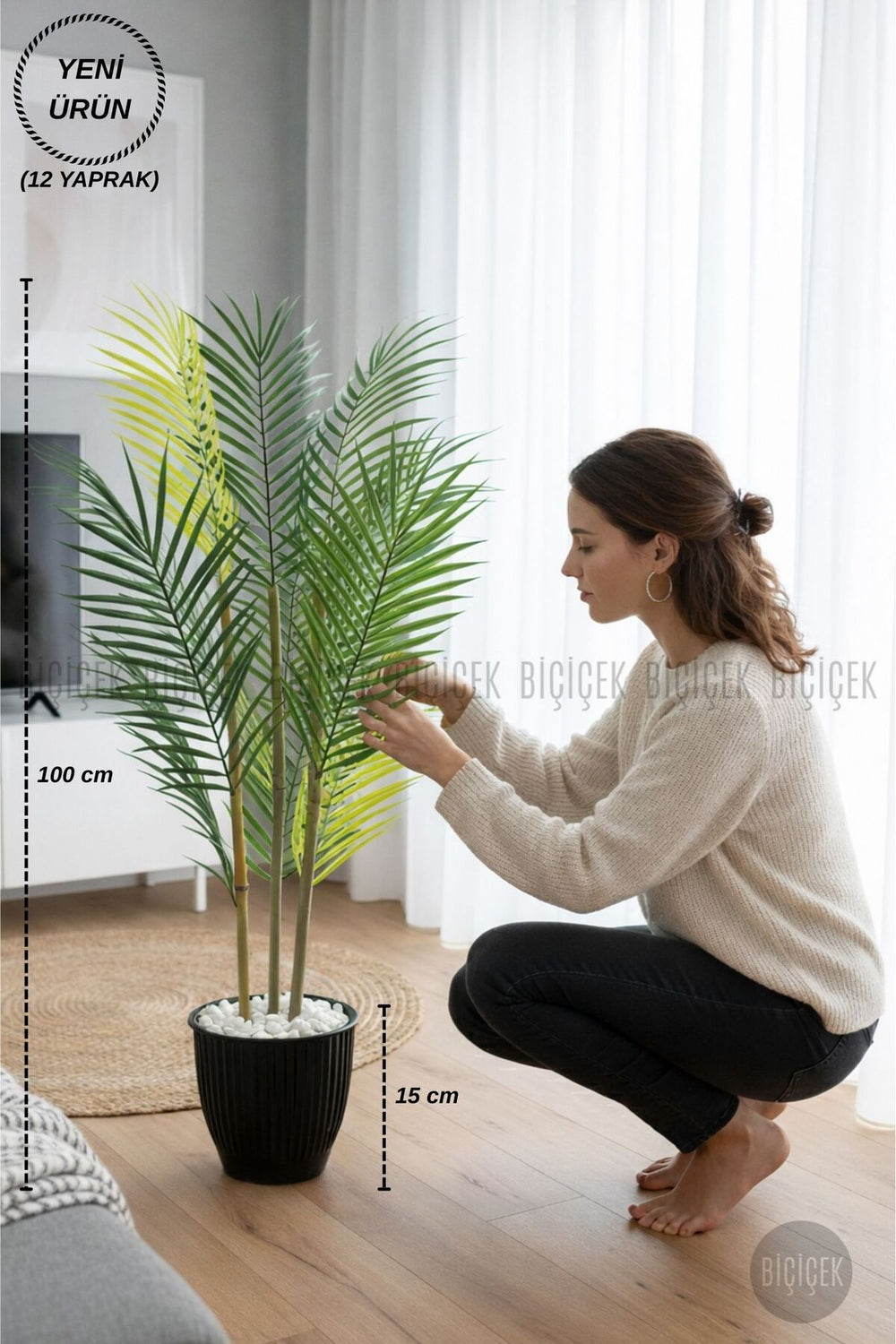 100 Cm Areka Ağaci 3 Gövdeli