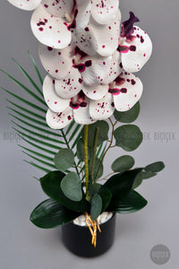 Yapay Phalaenopsis Beyaz Benekli Orkide 60 Cm