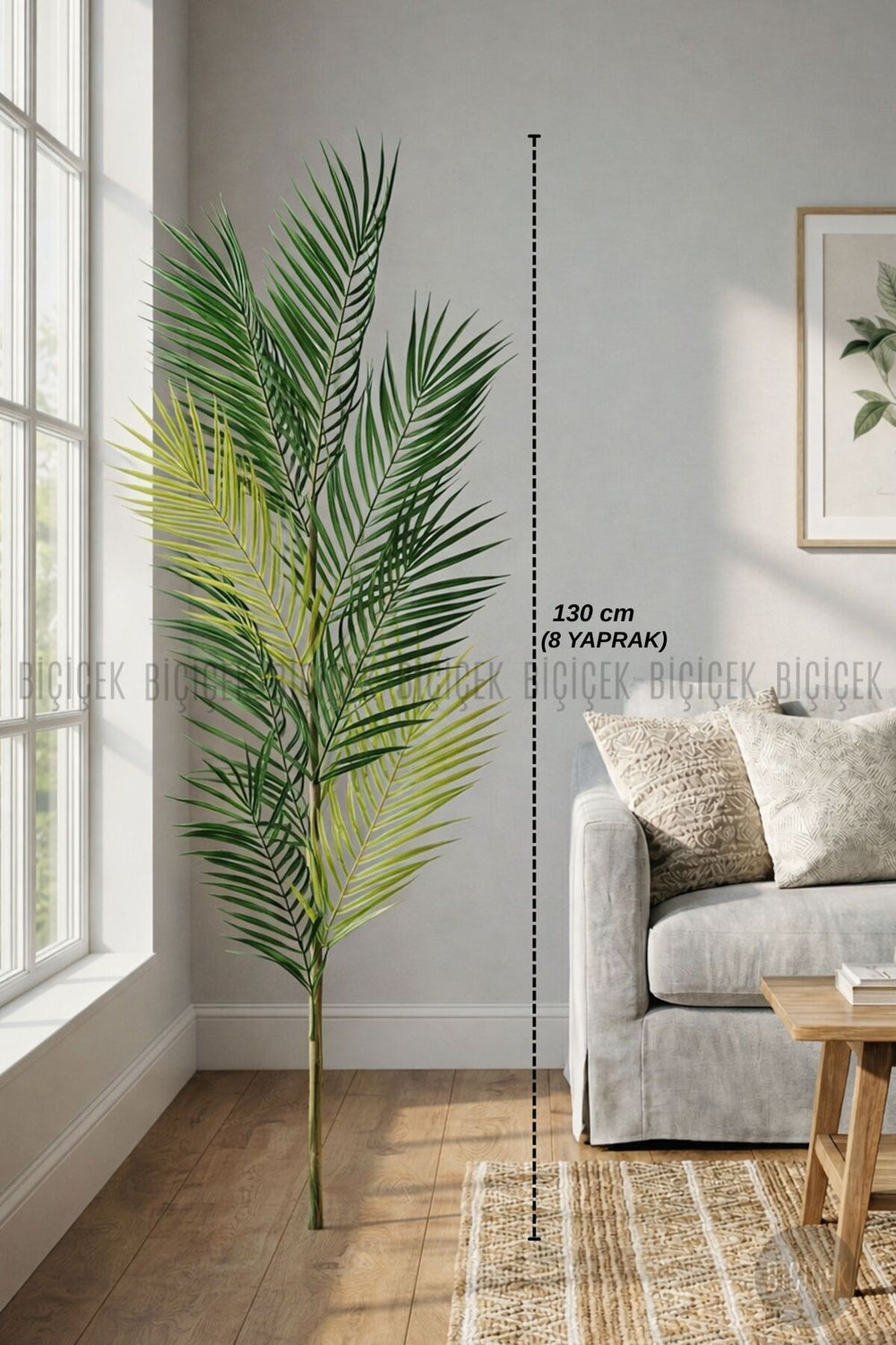Yedek Areka Dalı 130cm 8 Yaprak Ve 2kg Dekoratif Taş