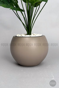 Yapay Monstera Deve Tabani Bi̇tki̇si̇ 65 Cm Mocha Küre Saksıda