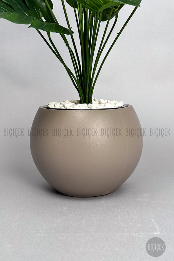 Yapay Monstera Deve Tabani Bi̇tki̇si̇ 65 Cm Mocha Küre Saksıda