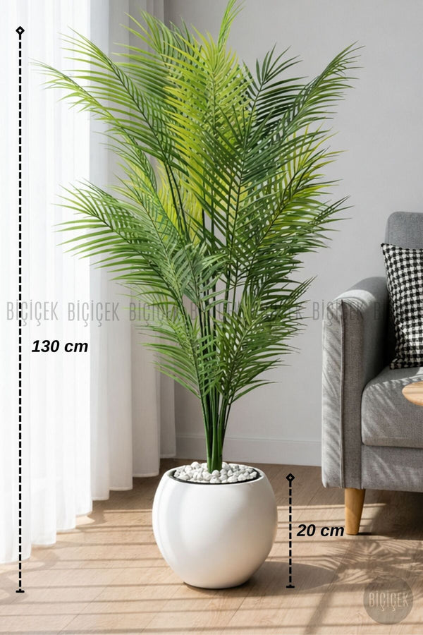 Areka Ağaci 24 Yapraklı 130 Cm Küre Saksıda - Beyaz