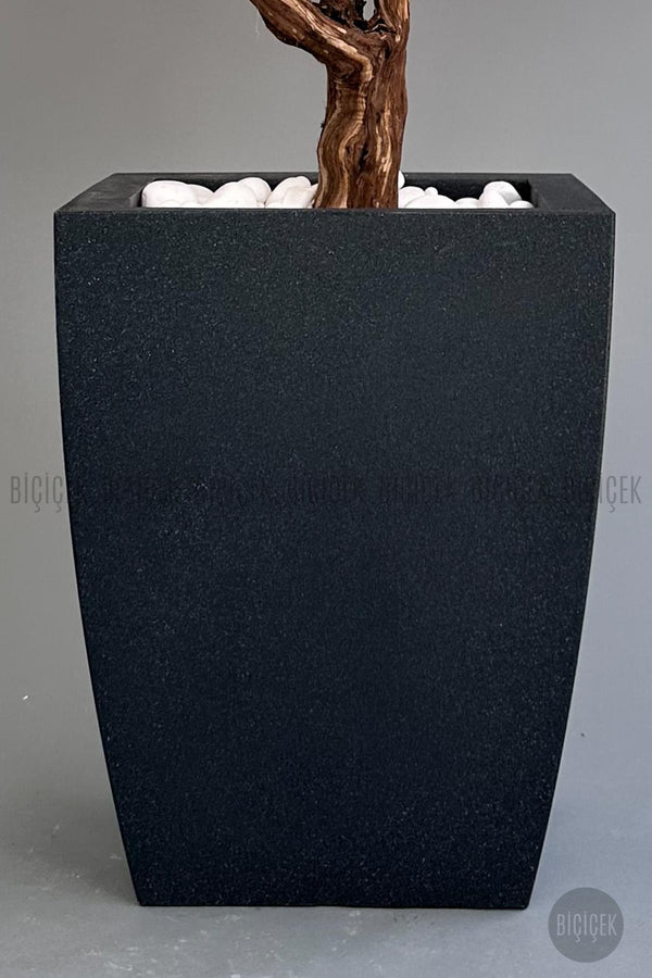 Yapay Pembe Sakura Ağacı 100 Cm Bahar Dalı Antresit Kare Saksıda