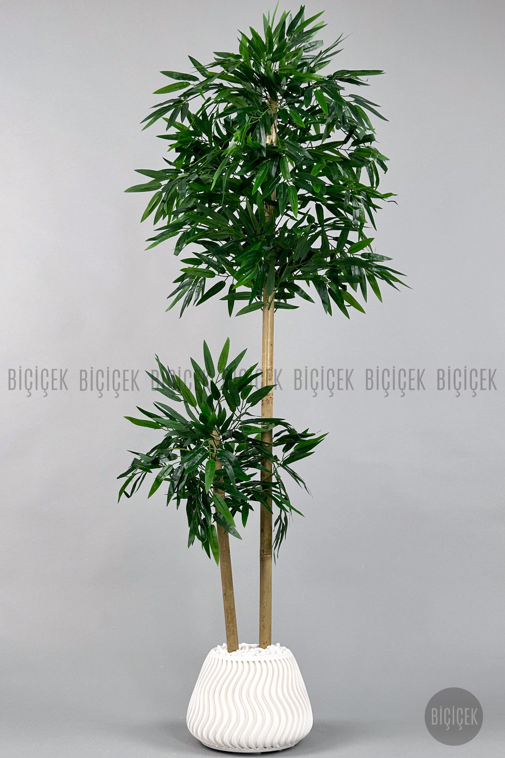 Yapay Bambu Ağacı 140cm Spiral Saksıda Leylek Model