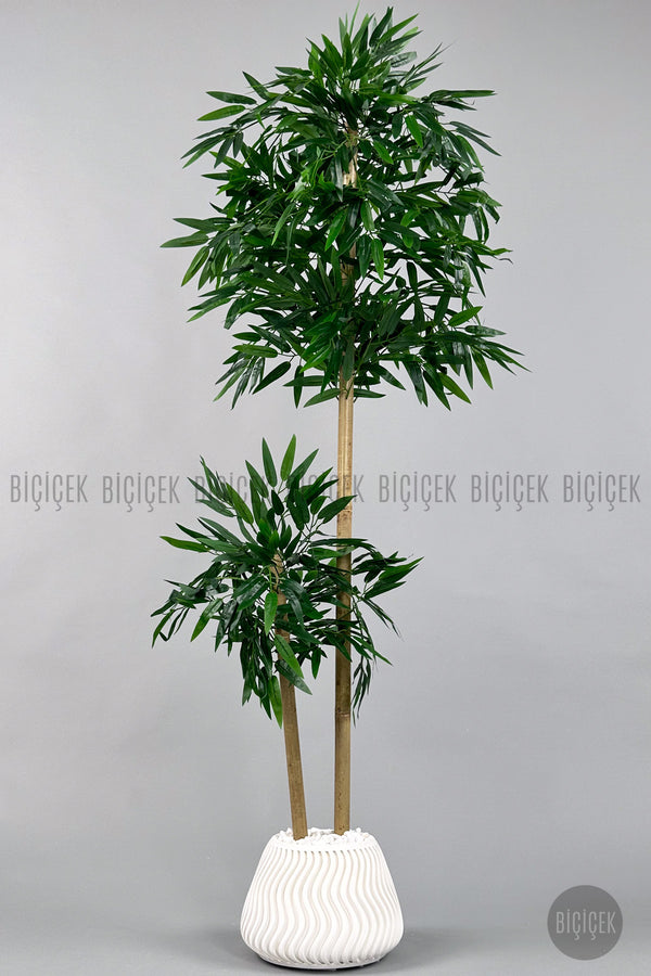 Yapay Bambu Ağacı 140cm Spiral Saksıda Leylek Model