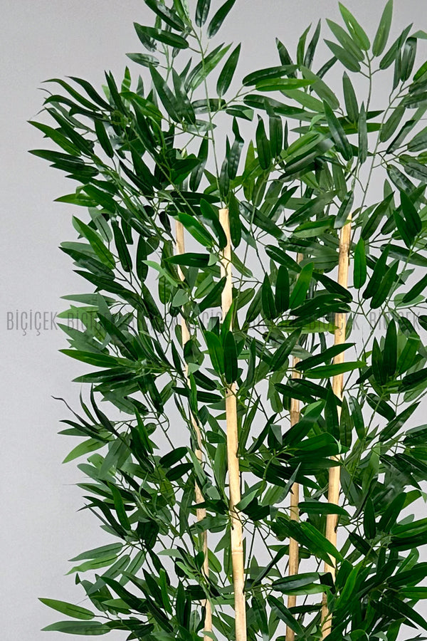 Yapay Bambu Ağacı 4 Dal Yoğun Yapraklı 180 Cm Siyah Lilyum Saksıda