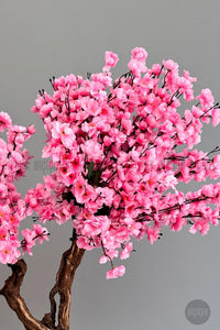 Yapay Pembe Sakura Ağacı 100 Cm Bahar Dalı Antresit Kare Saksıda