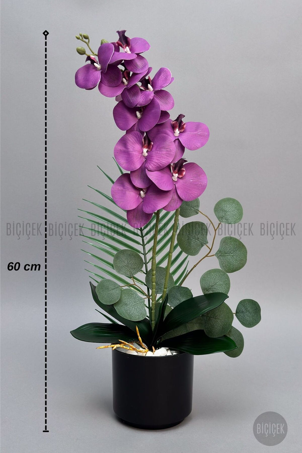 Yapay Phalaenopsis Mor Orkide 60 Cm