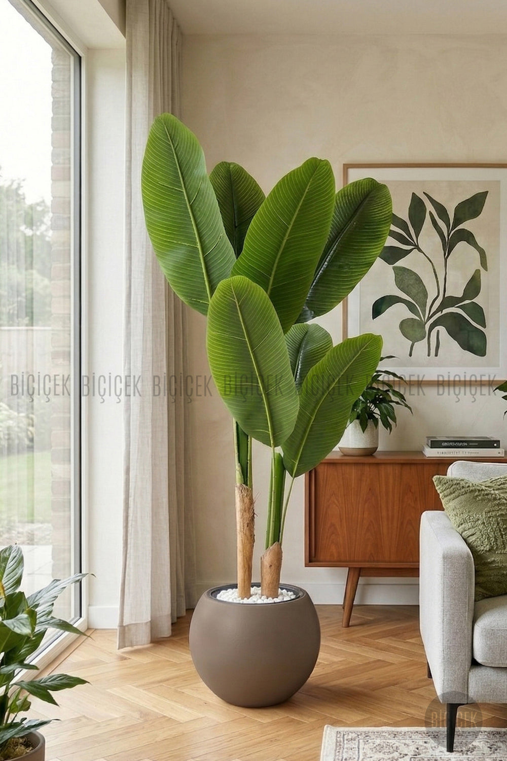 Yapay Starli̇ce 160 Cm 7 Yapraklı Mocha Küre Saksıda
