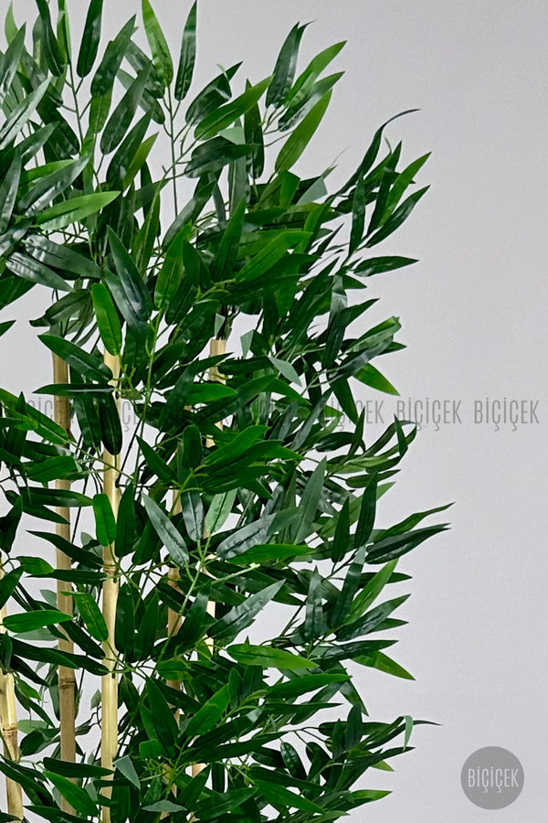 Yapay Bambu Ağacı 170cm Siyah Gold Metal Saksıda