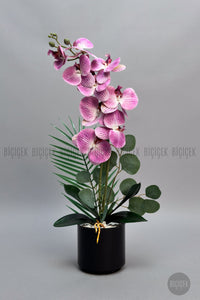 Yapay Phalaenopsis Mor Beyaz Orkide 60 Cm