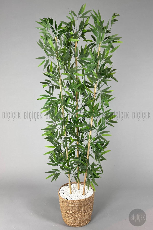 Yapay Bambu Ağacı 140cm Hasır Saksıda