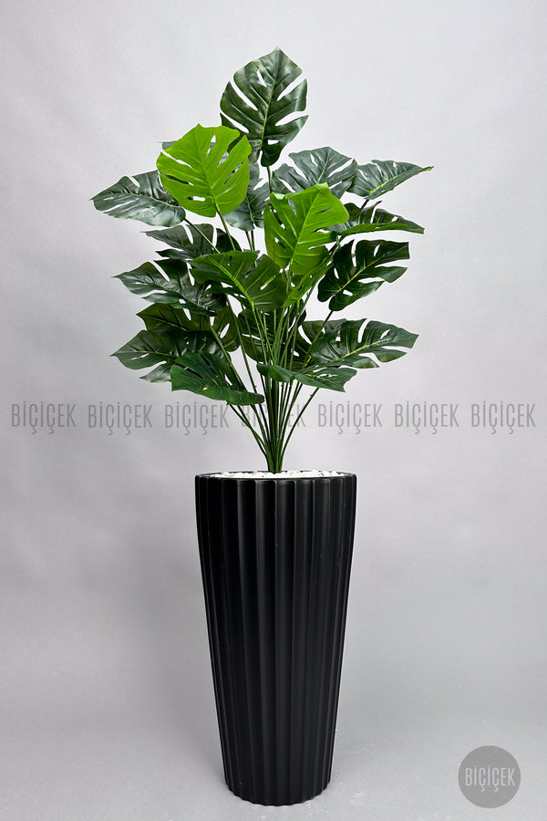 Yapay Monstera Deve Tabani Bitkisi 130 Cm Siyah Lilyum Saksıda