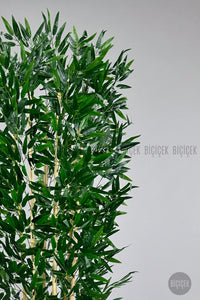 Yapay Bambu Ağacı 170cm Krem Silver Metal Saksıda