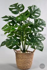 Yapay Monstera Deve Tabani 65 Cm Kulplu Hasir Saksıda