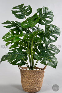 Yapay Monstera Deve Tabani 65 Cm Kulplu Hasir Saksıda