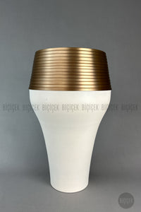 Cleopatra Saksı 70cm Krem Gold