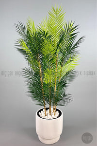 Yapay Areka Palmi̇yesi̇ 48 Yapraklı 150 Cm Beyaz Vega Saksıda