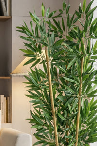 125cm Yapay Bambu Ağaci Beyaz Küre Saksıda