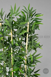 Yapay Bambu Ağacı 140cm Krem Gümüş Metal Saksıda