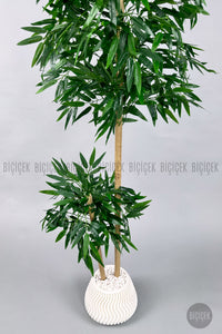 Yapay Bambu Ağacı 140cm Spiral Saksıda Leylek Model