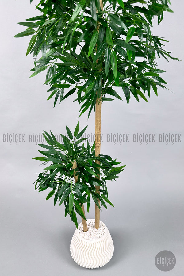Yapay Bambu Ağacı 140cm Spiral Saksıda Leylek Model