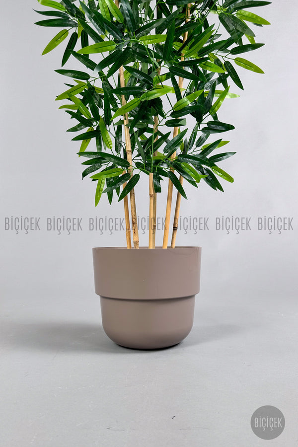 Yapay Bambu Ağacı 6 Dallı 150 Cm Yoğun Yapraklı Mocha Kuple Saksıda