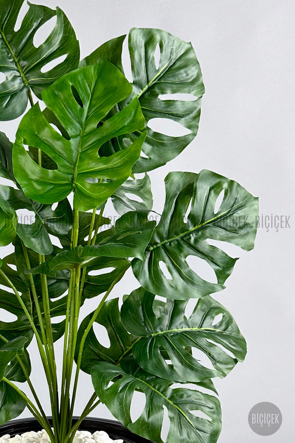 Yapay Monstera Deve Tabani Bi̇tki̇si̇ 130 Cm Antresi̇t Kumsal Saksıda