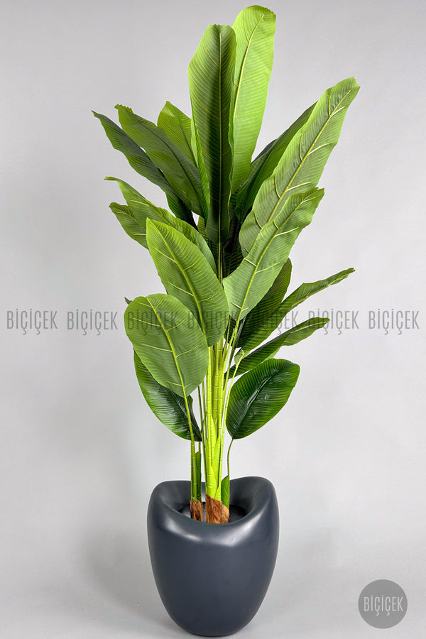 Yapay Muz Ağaci 210 Cm 4 Gövdeli̇ 21 Yaprak Antresi̇t Lale Saksıda
