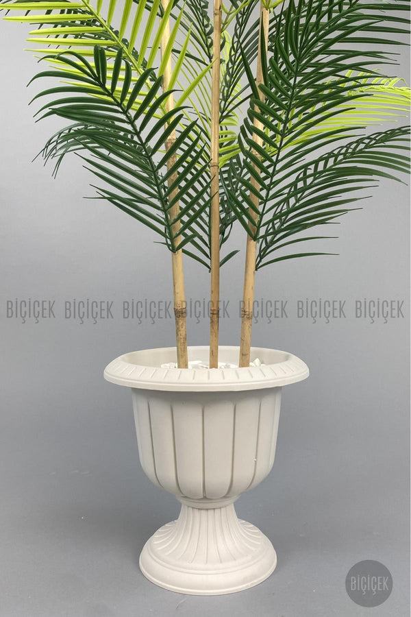 Yapay Areka Ağaci 125 Cm 24 Yapraklı Krem Nergi̇s Saksıda