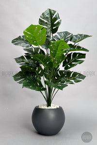 Yapay Monstera Deve Tabani Bi̇tki̇si̇ 65 Cm Antresi̇t Küre Saksıda