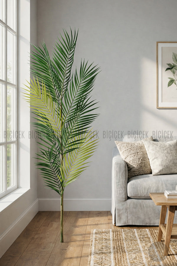 Yedek Areka Dalı 130cm 8 Yaprak Ve 2kg Dekoratif Taş