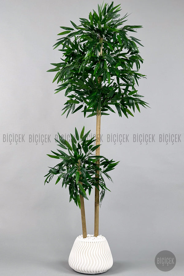 Yapay Bambu Ağacı 140cm Spiral Saksıda Leylek Model
