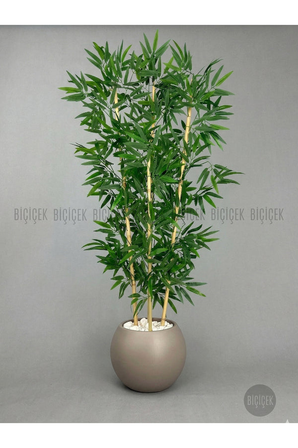 Yapay Bambu Ağacı 160 Cm Mocha Küre Saksıda
