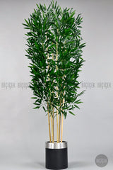 Yapay Bambu Ağacı 170cm Siyah Silver Metal Saksıda