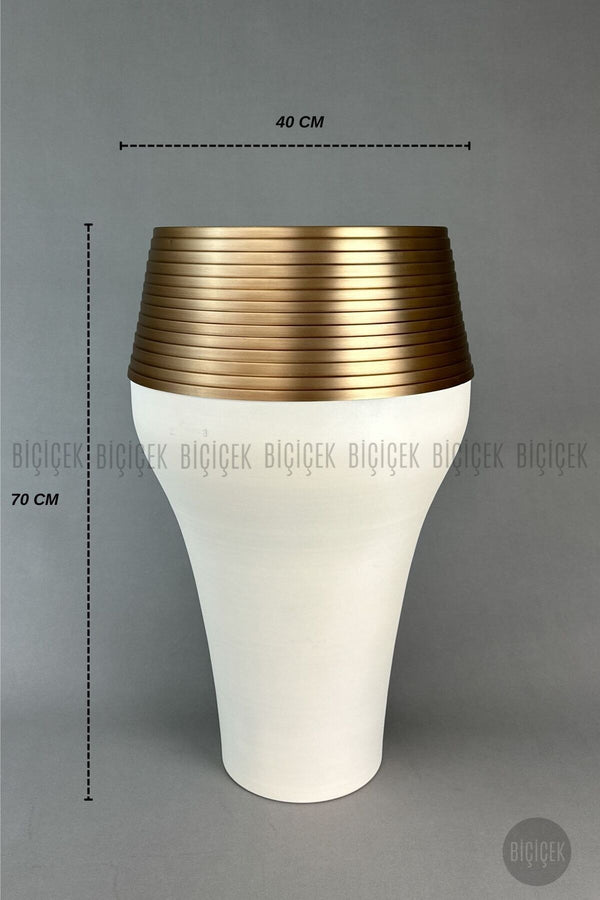 Cleopatra Saksı 70cm Krem Gold